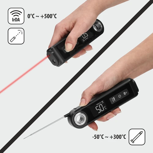 Infrasarkanais virtuves termometrs, kompakts, ar salokāmu zondi - 6