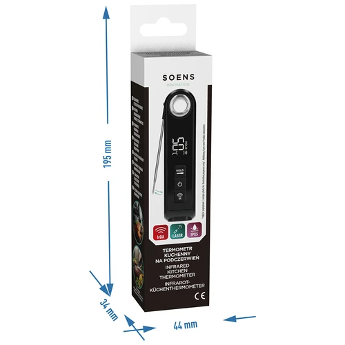 Infrasarkanais virtuves termometrs, kompakts, ar salokāmu zondi - 12