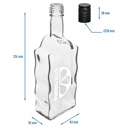 Klasztorna pudele 500 ml ar skrūvējamu korķi un apdruku 'Cytrynówka', 2. variants - 5