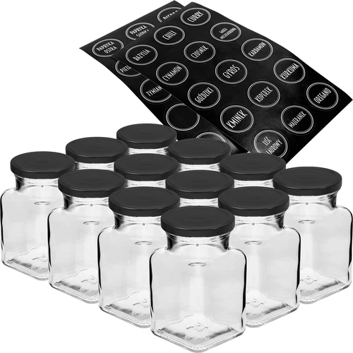 Komplekts 12 x 150 ml burkas + 30 etiķešu garšvielu marķēšanai