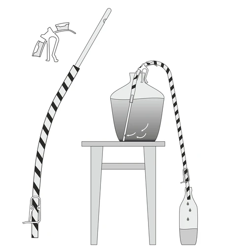 Komplekts vīna noņemšanai no nogulsnēm ar turētāju un skavu - 10