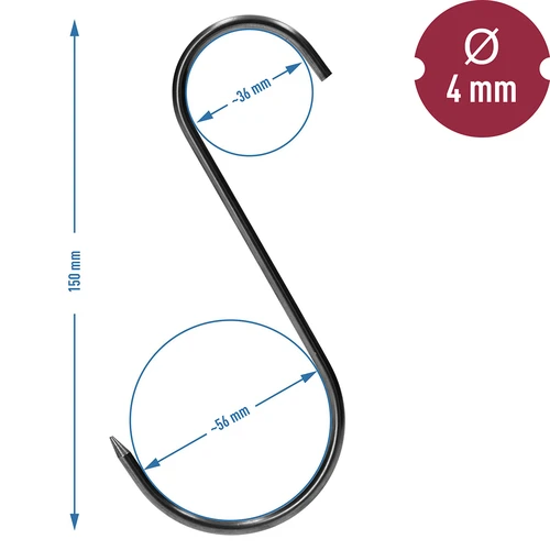 Kūpināšanas āķi – S, asināti, 4 mm x 150 mm, 15 gab. - 6