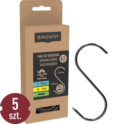 Kūpināšanas āķi - S veida, asināti, 3 mm x 100 mm, 5 gab.