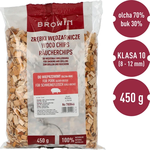 Kūpināšanas/grilēšanas skaidas cūkgaļai – maisījums (70% alkšņa, 30% dižskābarža), 450 g, kl.10 - 3