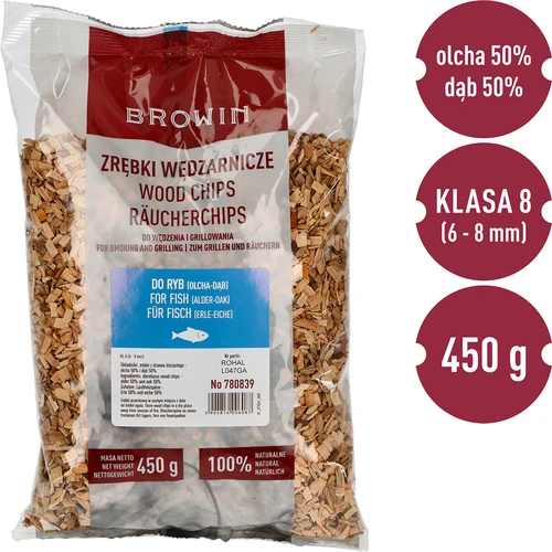 Kūpināšanas/grilēšanas šķelda, 50% ozols + 50% alksnis, 450 g, kl. 8 - 3