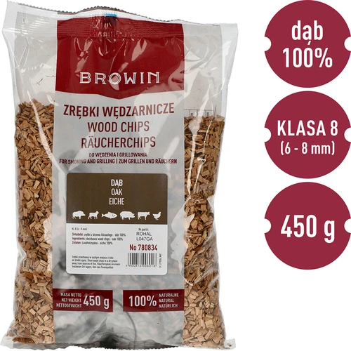 Kūpināšanas/grilēšanas šķelda, ozols, 450 g, kl. 8 - 3