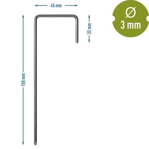 L veida tērauda piespraudes agrotekstilam - 100 gab. - 7