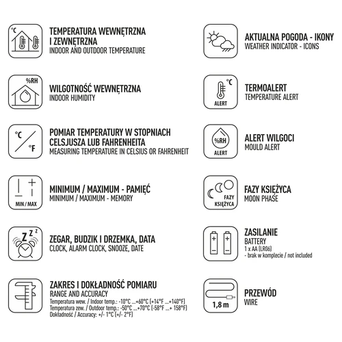Laikapstākļu stacija – elektroniska, ar zondi, balta - 6