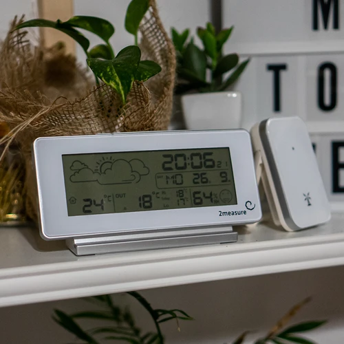 Laikapstākļu stacija RCC, DCF – elektroniska, bezvadu, ar apgaismotu sensoru, balta - 10