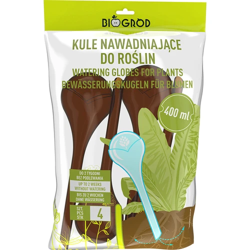 Laistīšanas bumbas augiem, dzintarkrāsas caurspīdīgas, 400 ml, 4 gab. - 3