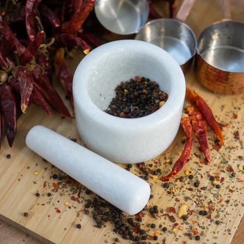 Marmora virtuves piesta, balta, Ø 10 cm - 11