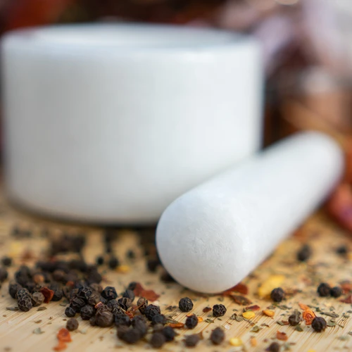 Marmora virtuves piesta, balta, Ø 10 cm - 12