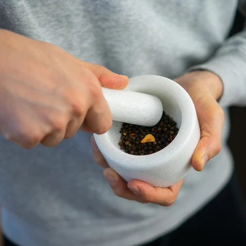 Marmora virtuves piesta, balta, Ø 10 cm - 13