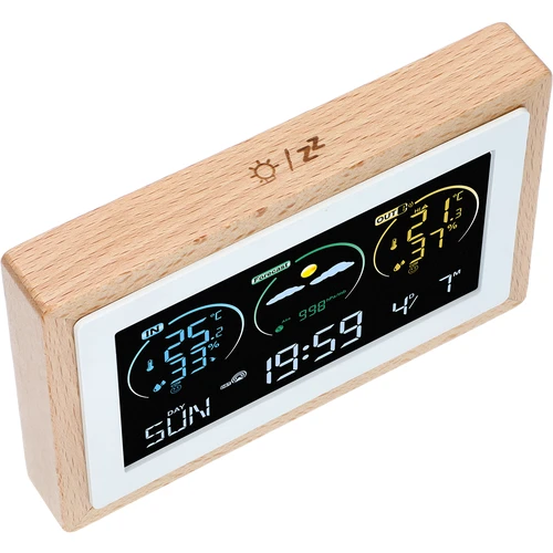 Meteostacija (RCC,DCF) - elektroniska, bezvadu, ar apgaismotu displeju, ar sensoru, balta - 4