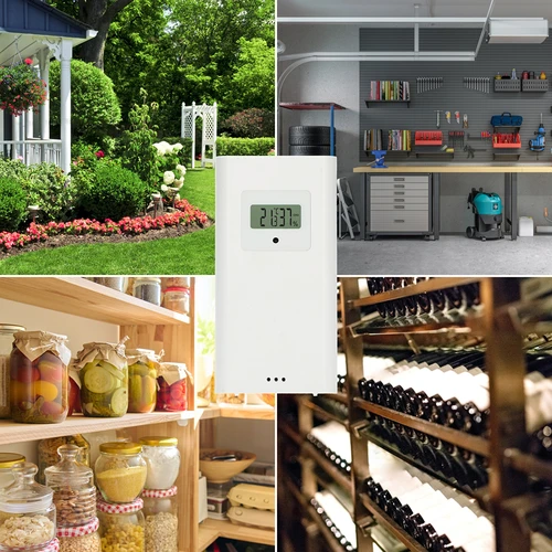 Meteostacija (RCC,DCF) - elektroniska, bezvadu, ar apgaismotu displeju, ar sensoru, balta - 12