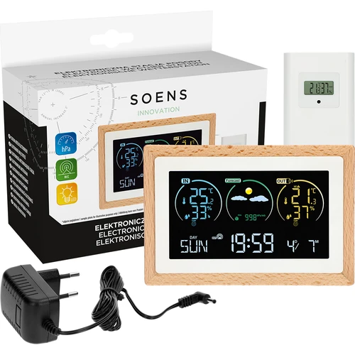 Meteostacija (RCC,DCF) - elektroniska, bezvadu, ar apgaismotu displeju, ar sensoru, balta - 7