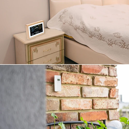 Meteostacija (RCC,DCF) - elektroniska, bezvadu, ar apgaismotu displeju, ar sensoru, balta - 11