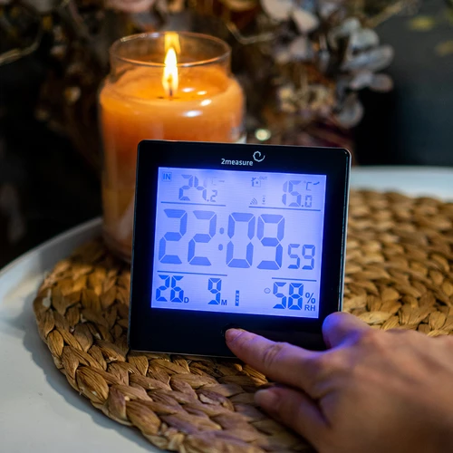 Meteostacija RCC, DCF – elektroniska, bezvadu, ar apgaismotu sensoru, melna - 10