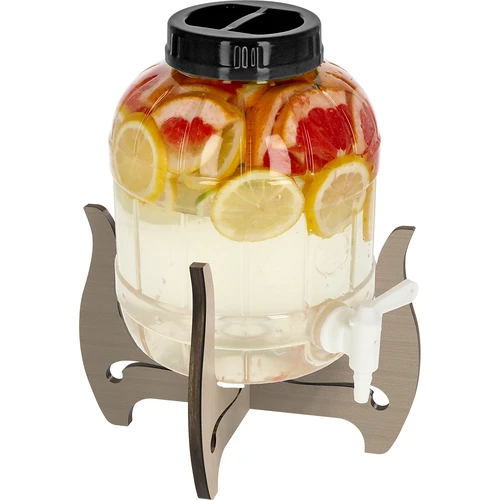 Neplīstoša 5L burka ar krāniņu un divpusēju koka statīvu - 3