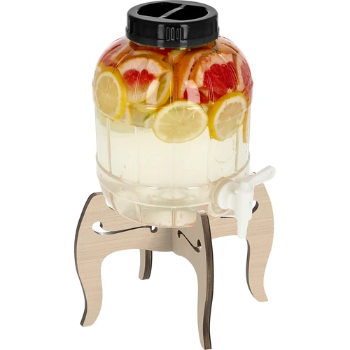 Neplīstoša 5L burka ar krāniņu un divpusēju koka statīvu