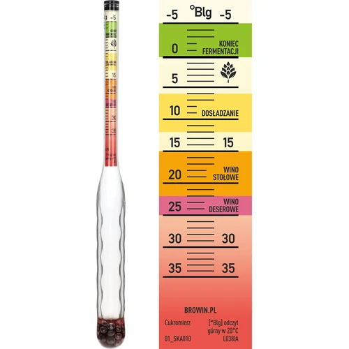 Neplīstošs cukurmērs ar mēģeni, mērījumu diapazons: -5–35°Blg - 3
