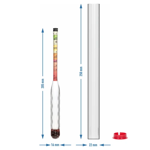 Neplīstošs cukurmērs ar mērīšanas cilindru, mērījumu diapazons: -5–35°Blg - 5