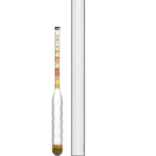Neplīstošs medus vīna areometrs ar mērcilindru, mērījumu diapazons 10-50°Blg