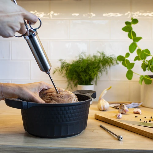 Nerūsējošā tērauda marinādes šļirce 60 ml + 2 adatas - 14