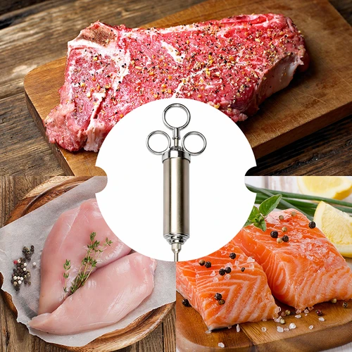 Nerūsējošā tērauda marinādes šļirce 60 ml + 2 adatas - 10