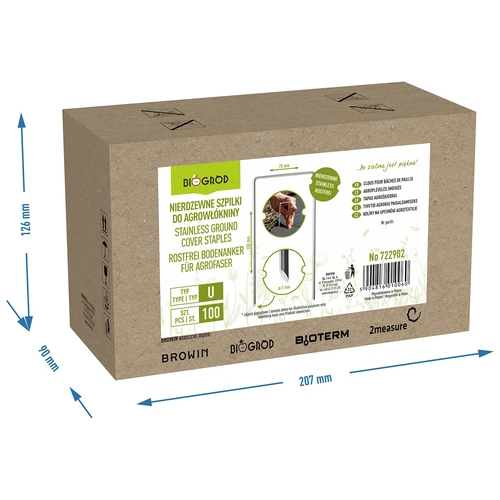 Nerūsējošas U tipa tapas agrotekstilam - 100 gab. - 8