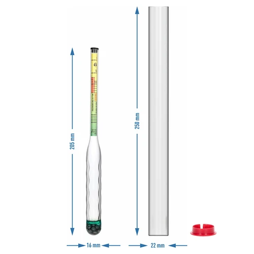 Nesaplīstošs salinometrs ar mēģeni, mērījumu diapazons: 0–300 g sāls/L - 5