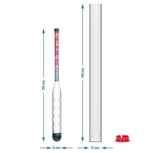 Nesaplīstošs spirtometrs ar mērcilindru, mērījumu diapazons 20-98% - 7