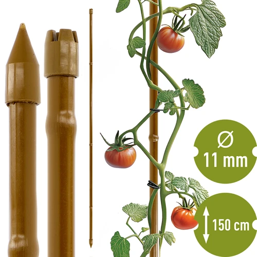 Pārklāts tērauda augu balsts bambusa formā, 150 cm x 11mm