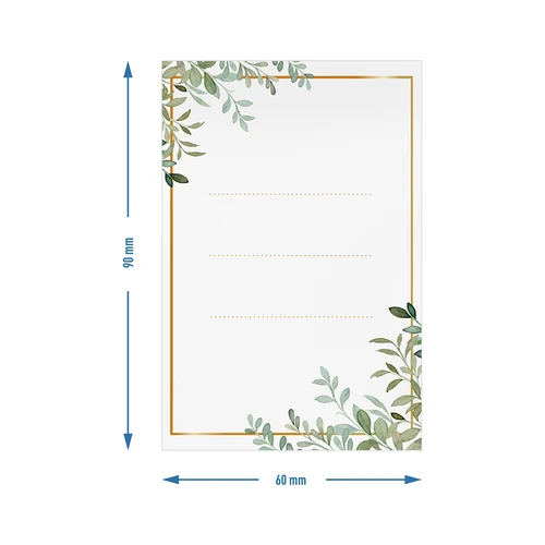 Pašlīmējošas etiķetes 60 x 90 mm pudelēm, burkām, dāvanām, floristisks motīvs - 20 gab. - 4