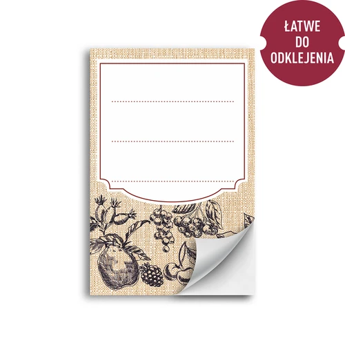 Pašlīmējošas etiķetes 60 x 90 mm pudelēm un burkām, augļu skice - 20 gab. - 2