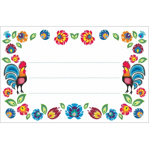 Pašlīmējošās etiķetes, tautiskais raksts, 85/55 mm - 20 gab.