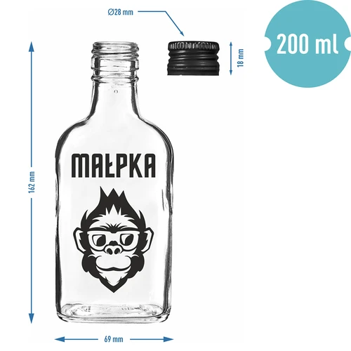 Kabatas kolbas tipa pudele 200 ml ar skrūvējamu vāciņu, apdruka “Mērkaķītis”, 1 gab. - 4