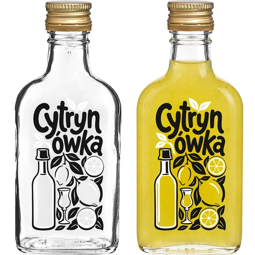 Plakanā pudele 200 ml ar skrūvējamu korķi un apdruku “Cytrynówka”, 1. variants - 2