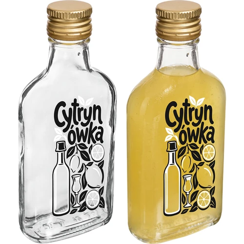 Plakanā pudele 200 ml ar skrūvējamu korķi un apdruku “Cytrynówka”, 1. variants - 3