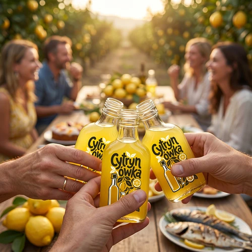 Plakanā pudele 200 ml ar skrūvējamu korķi un apdruku “Cytrynówka”, 1. variants - 6
