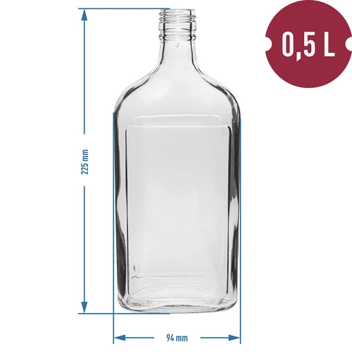 Plakanā pudele 500 ml ar skrūvējamu vāciņu, 6 gab. - 11