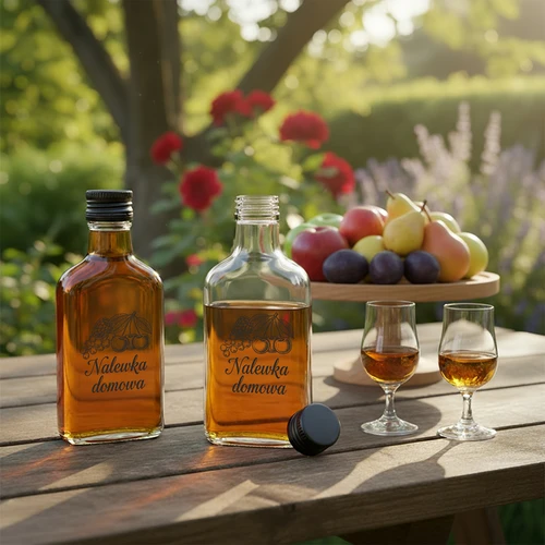 Blašķes tipa pudele 200 ml ar skrūvējamu korķi, uzdruka „Mājas uzlējums”, 1 gab. - 5