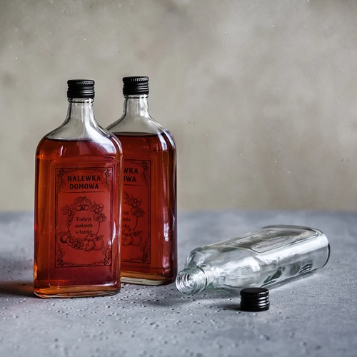 Plakanā pudele (flakons) 500 ml ar skrūvējamu korķi, uzdruka "Mājas uzlējums", 1 gab. - 5