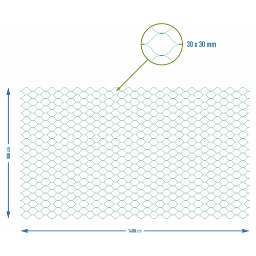 Pretputnu tīkls, zaļš, 8 m x 14 m - 7
