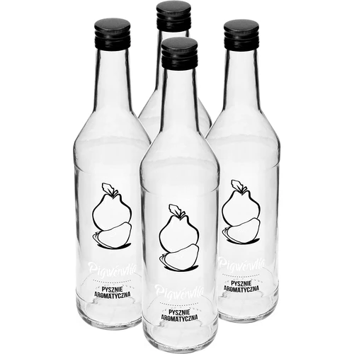 Pudele 0,5 L ar skrūvējamu vāciņu un apdruku Pigwówka - 4 gab. - 2