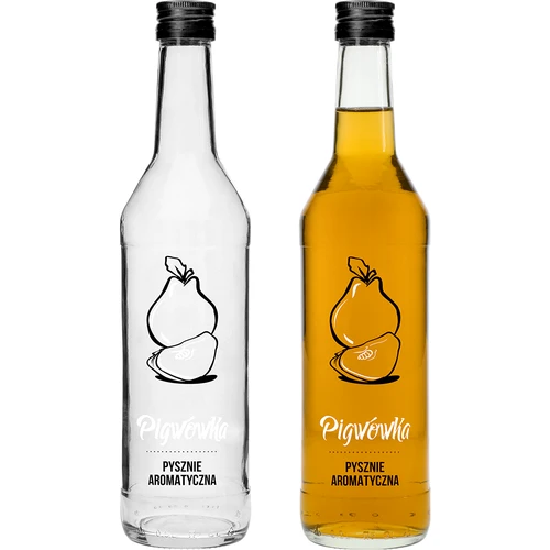 Pudele 0,5 L ar skrūvējamu vāciņu un apdruku Pigwówka - 4 gab. - 3