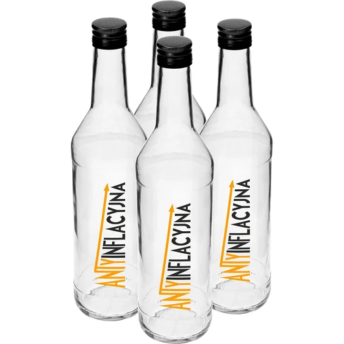 Pudele 0,5 l ar skrūvējamu vāciņu un apdruku Pretinflācijas – 4 gab. - 2