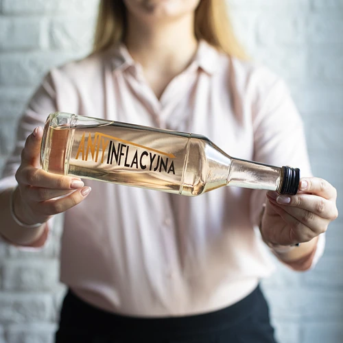 Pudele 0,5 l ar skrūvējamu vāciņu un apdruku Pretinflācijas – 4 gab. - 8