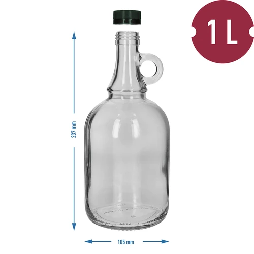 Pudele Gallone 1 l ar vāciņu, bez pītā apvalka - 4