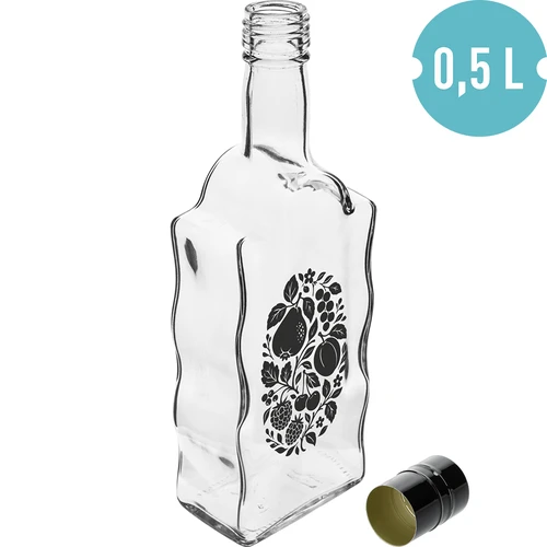 Pudele Klasztorna 500 ml ar skrūvējamo korķi un apdruku „Augļi”, 1. dizains - 2